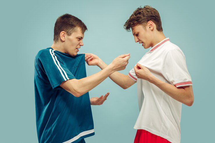 two young men standing sportwear isolated fans sport football soccer club team friends half length portrait concept human emotions facial expression 155003 18218